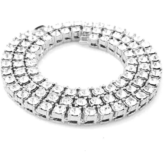 18k White Gold Tennis Chain Necklace w/ CZ Diamond - Picture 2 of 5